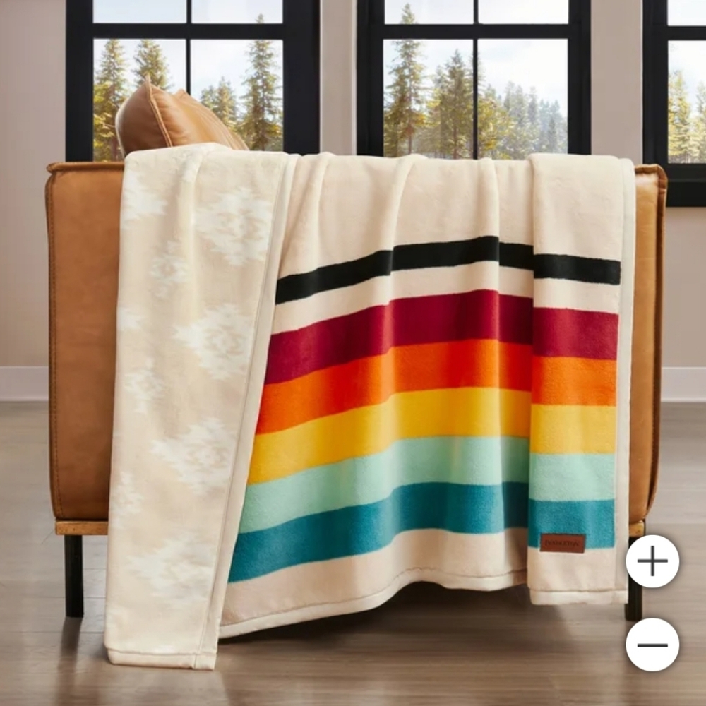 Pendleton Mount Foraker Reversible Plush Throw Blanket
